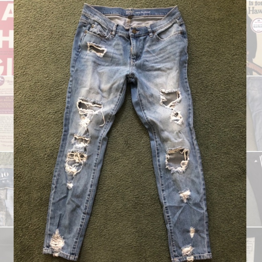 Distressed curvy boyfriend jeans